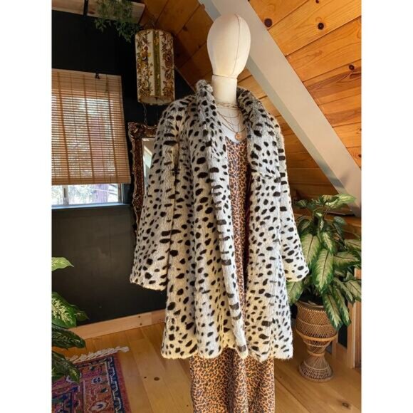 Faux Fur Coat Spotted Vintage - Picture 2 of 7